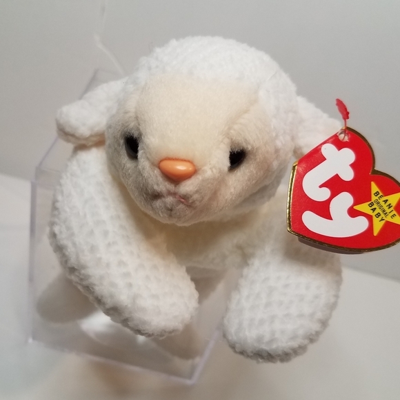 TY Fleece the Lamb Beanie Baby Clear Case White 90s Y2K - Picture 1 of 5